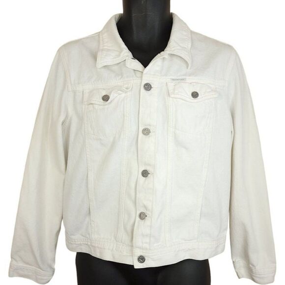 Calvin Klein Jeans Denim Trucker Jacket Vintage 90s White Mens Size Medium - Picture 2 of 7